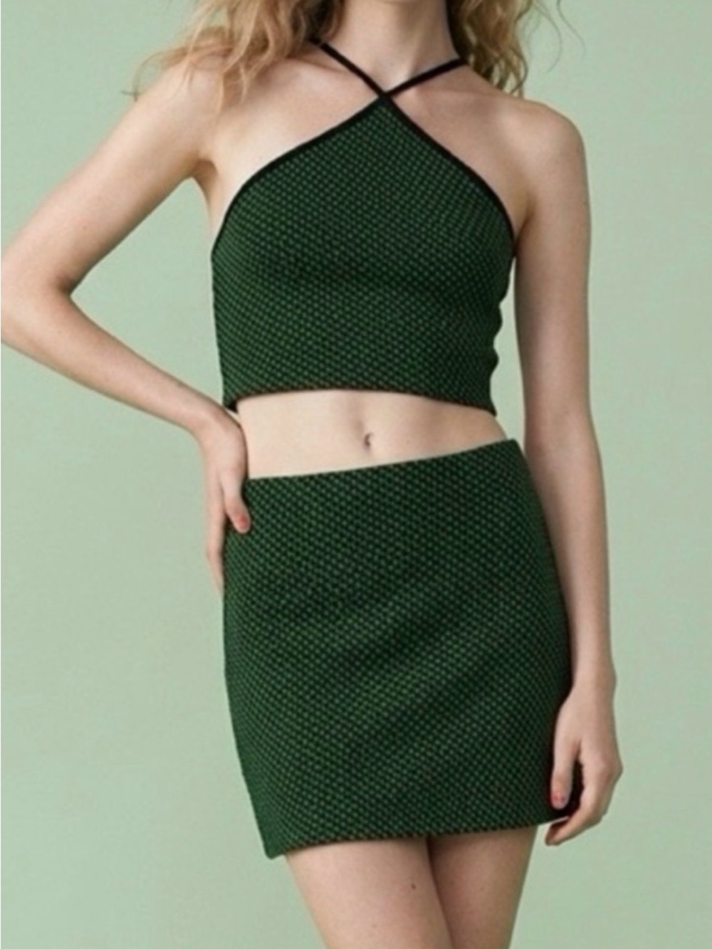 JULY SALE 🌺 ZARA Jacquard Knit Mini Skirt Set (L)